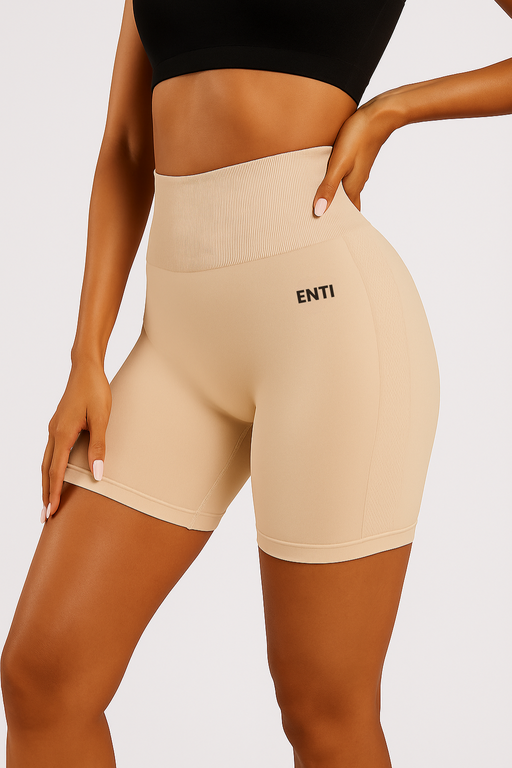 Dahlia Scrunch Shorts - Beige