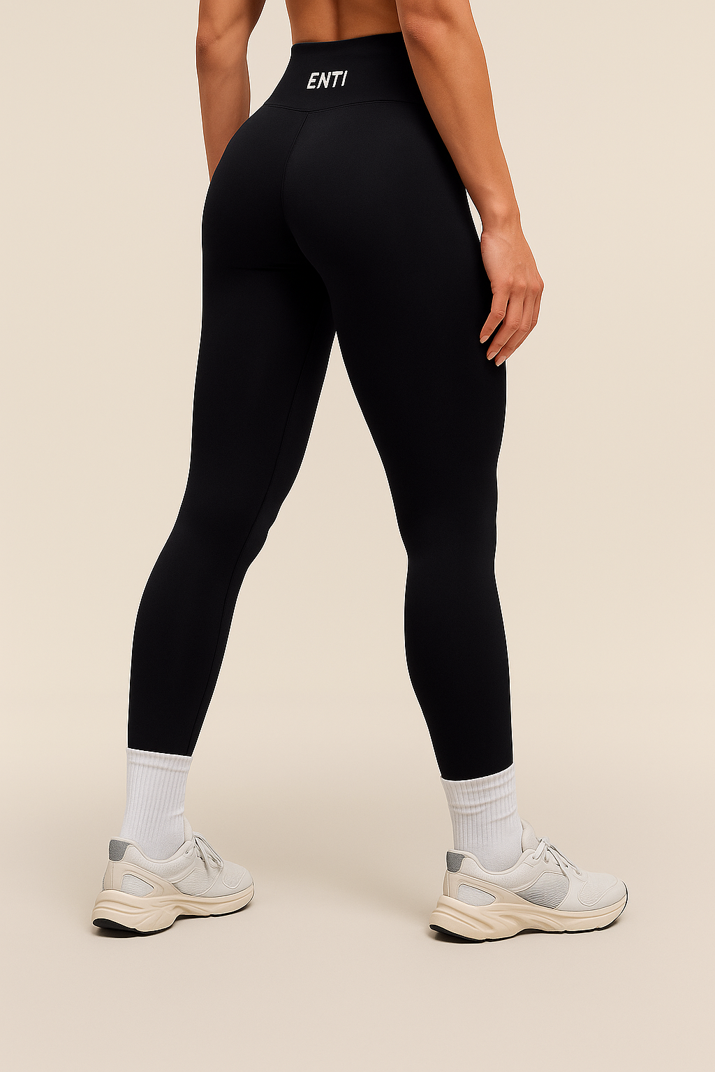 Full Length Diamond Scrunch Tights - Black