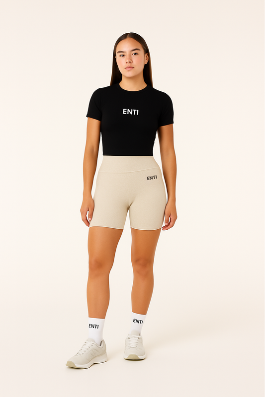 Dahlia Scrunch Shorts - Beige