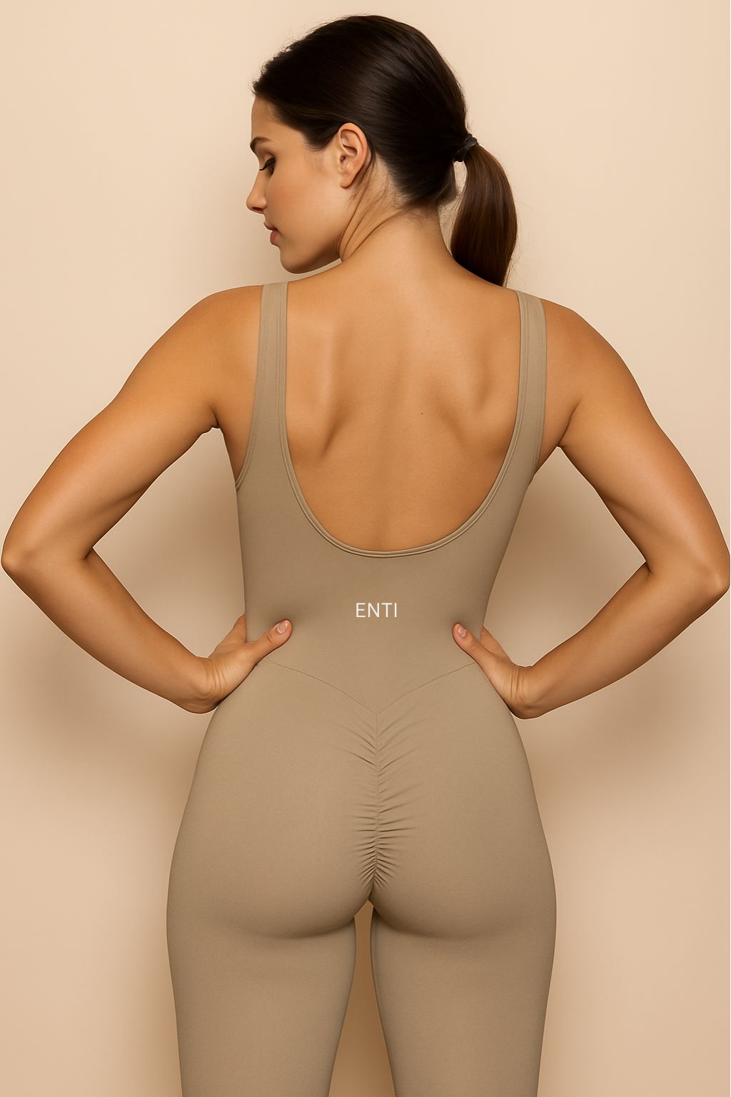 Asha Full-length Scrunch Bodysuit - Beige