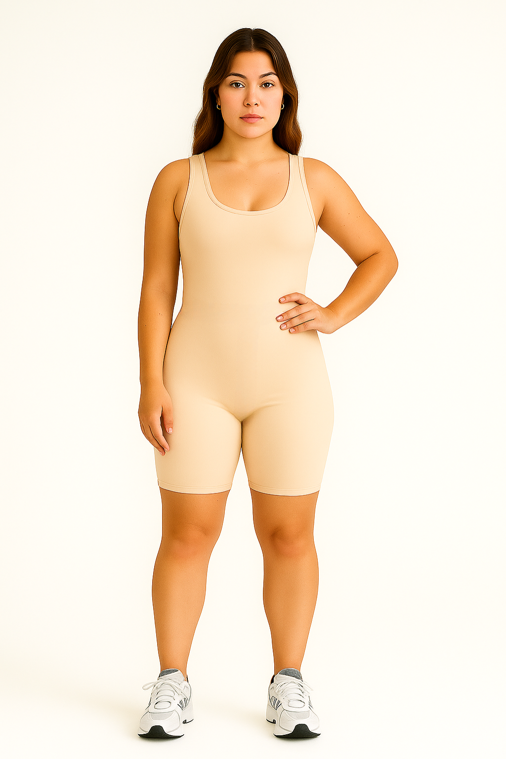 Sava Scrunch Shorts Bodysuit - Beige