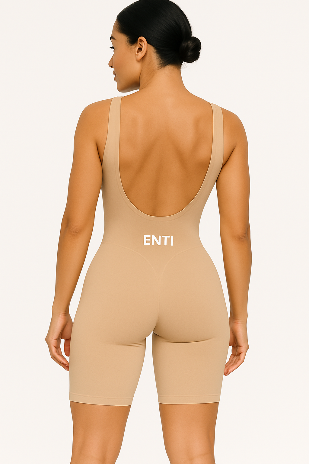 Sava Scrunch Shorts Bodysuit - Beige